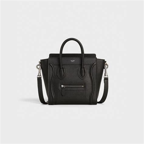 celine nano luggage black baby drummed calfskin bag|Black Drummed Calfskin Luggage Nano .